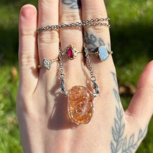 Orange crackle quartz interchangeable necklace